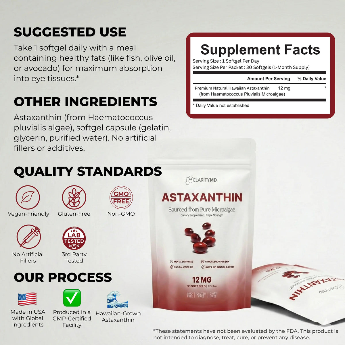 ClarityMD Astaxanthin Softgels - Naturally Protects Your Eye Cells To Restore Sharp, Clear Vision Clarity MD